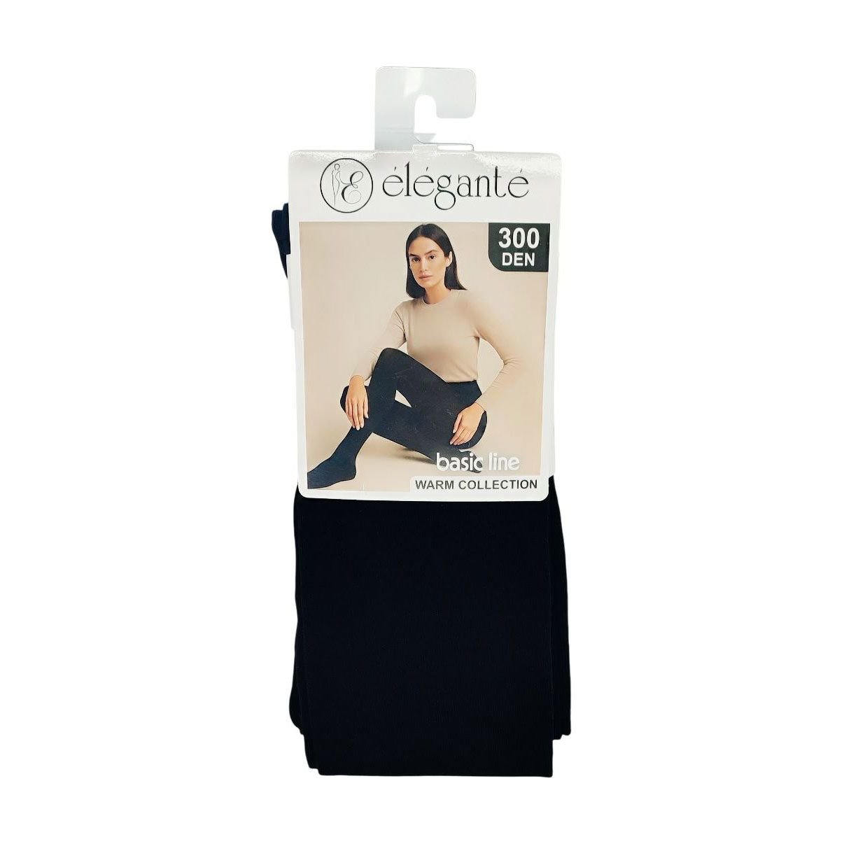 Колготи жіночі бавовняні Elegante Basic Line, 300 DEN, Nero, розмір 4